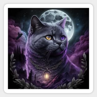 British Shorthair And The Moon Sticker